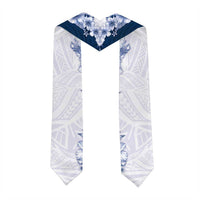 Hawaii Hibiscus Flowers Graduation Stole Blue Polynesian Pattern