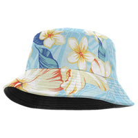 Hawaii Hibiscus Plumeria Blue Bucket Hat Polynesian Pattern LT01 One Size Blue - Polynesian Pride