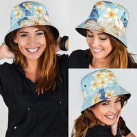 Hawaii Hibiscus Plumeria Blue Bucket Hat Polynesian Pattern LT01 - Polynesian Pride