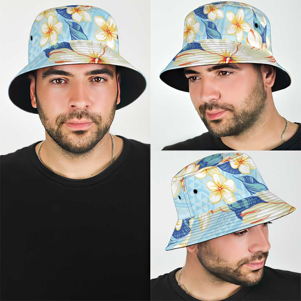 Hawaii Hibiscus Plumeria Blue Bucket Hat Polynesian Pattern LT01 - Polynesian Pride