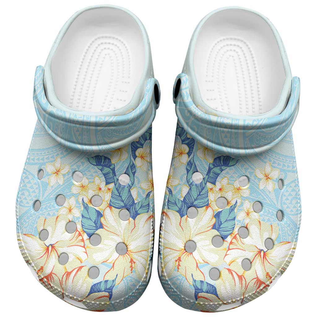 Hawaii Hibiscus Plumeria Blue Clogs Shoes Polynesian Pattern LT01 Blue - Polynesian Pride
