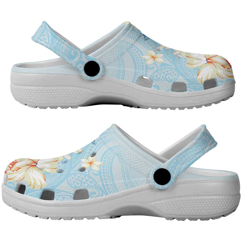 Hawaii Hibiscus Plumeria Blue Clogs Shoes Polynesian Pattern LT01 - Polynesian Pride