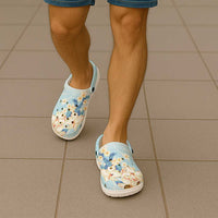 Hawaii Hibiscus Plumeria Blue Clogs Shoes Polynesian Pattern LT01 - Polynesian Pride