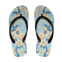 Hawaii Hibiscus Plumeria Blue Flip Flops Polynesian Pattern LT01 Blue - Polynesian Pride