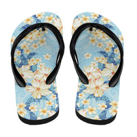 Hawaii Hibiscus Plumeria Blue Flip Flops Polynesian Pattern LT01 - Polynesian Pride