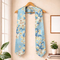 Hawaii Hibiscus Plumeria Blue Graduation Stole Polynesian Pattern LT01 One Size Blue - Polynesian Pride