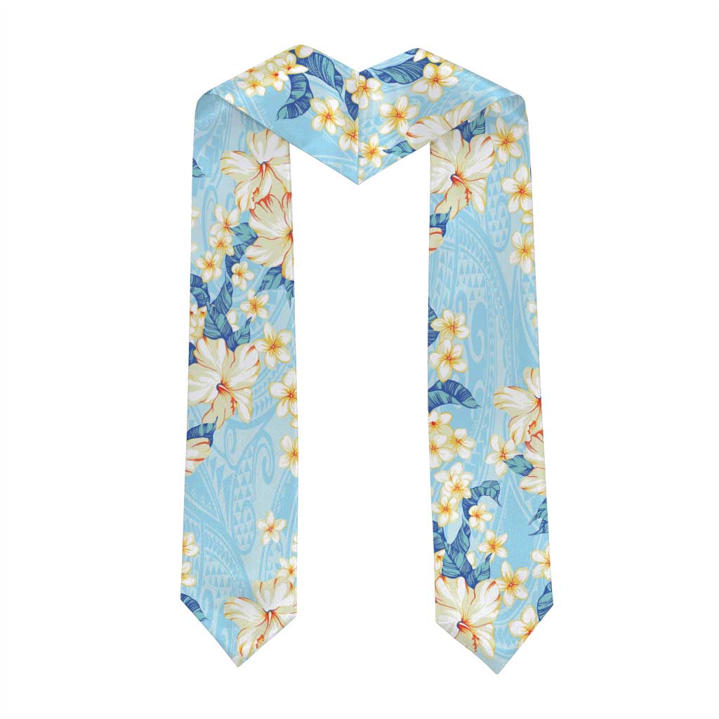 Hawaii Hibiscus Plumeria Blue Graduation Stole Polynesian Pattern LT01 - Polynesian Pride