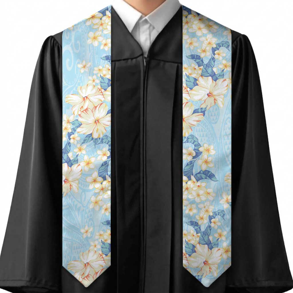 Hawaii Hibiscus Plumeria Blue Graduation Stole Polynesian Pattern LT01 - Polynesian Pride