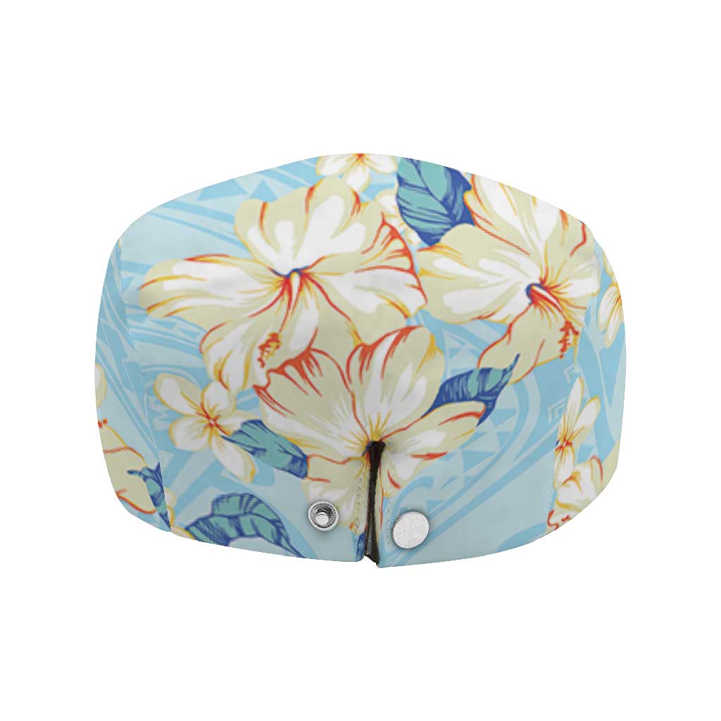 Hawaii Hibiscus Plumeria Blue Jeff Hat Polynesian Pattern LT01 - Polynesian Pride