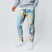Hawaii Hibiscus Plumeria Blue Jogger Pants Polynesian Pattern LT01 - Polynesian Pride