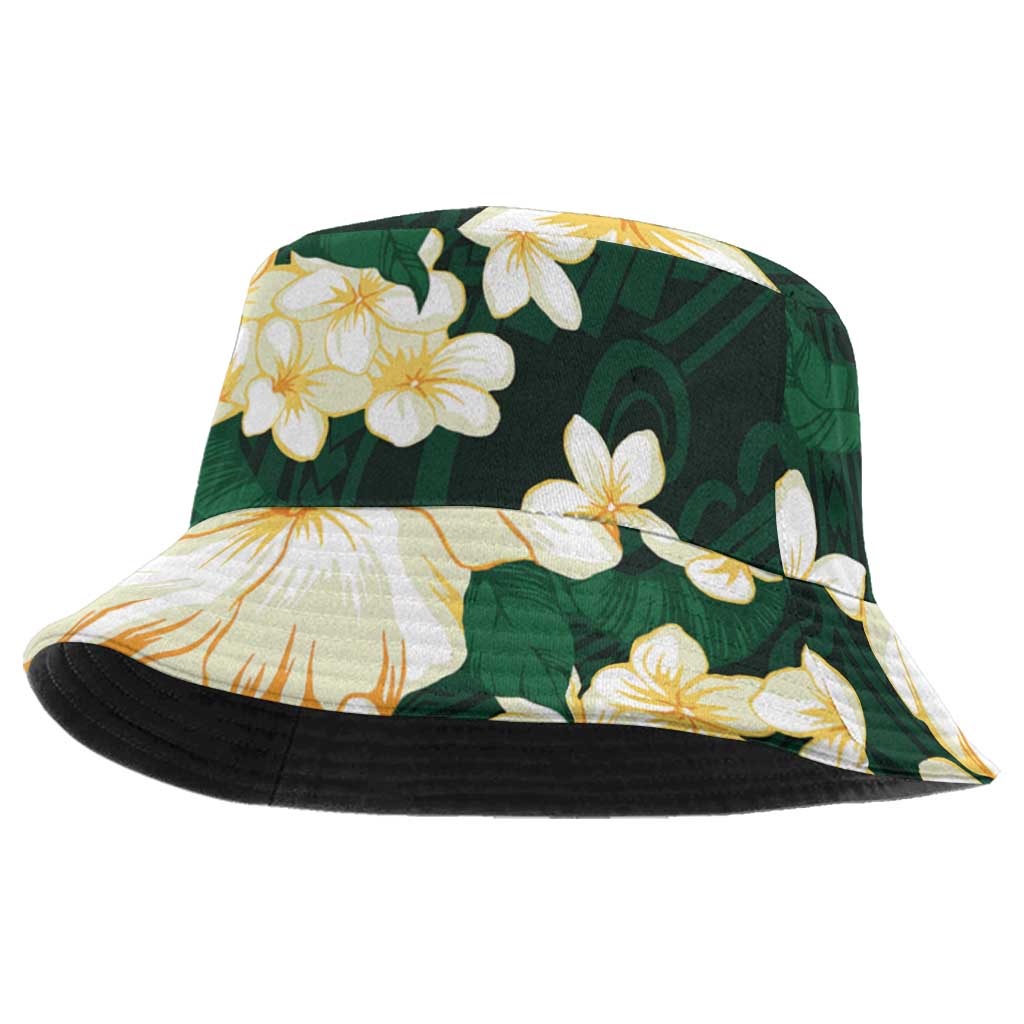 Hawaii Hibiscus Plumeria Green Bucket Hat Polynesian Pattern LT01 One Size Green - Polynesian Pride