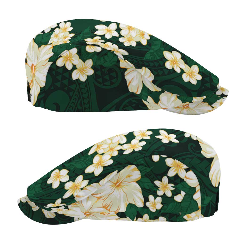 Hawaii Hibiscus Plumeria Green Jeff Hat Polynesian Pattern