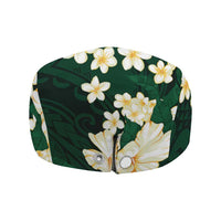 Hawaii Hibiscus Plumeria Green Jeff Hat Polynesian Pattern