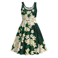 Hawaii Hibiscus Plumeria Green Midi Dress Polynesian Pattern