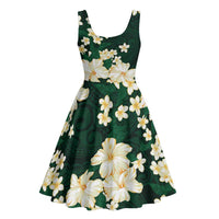 Hawaii Hibiscus Plumeria Green Midi Dress Polynesian Pattern