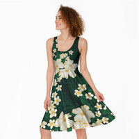 Hawaii Hibiscus Plumeria Green Midi Dress Polynesian Pattern