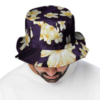 Hawaii Hibiscus Plumeria Purple Bucket Hat Polynesian Pattern