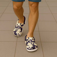 Hawaii Hibiscus Plumeria Purple Clogs Shoes Polynesian Pattern LT01 - Polynesian Pride