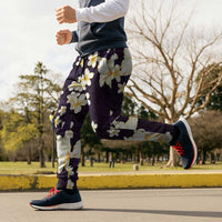 Hawaii Hibiscus Plumeria Purple Jogger Pants Polynesian Pattern LT01 - Polynesian Pride