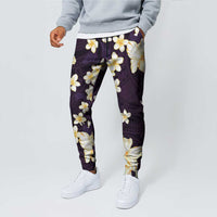 Hawaii Hibiscus Plumeria Purple Jogger Pants Polynesian Pattern LT01 - Polynesian Pride