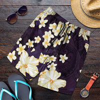 Hawaii Hibiscus Plumeria Purple Shorts for Men Polynesian Pattern LT01 Purple - Polynesian Pride