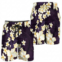 Hawaii Hibiscus Plumeria Purple Shorts for Men Polynesian Pattern LT01 - Polynesian Pride