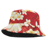Hawaii Hibiscus Plumeria Red Bucket Hat Polynesian Pattern LT01 One Size Red - Polynesian Pride