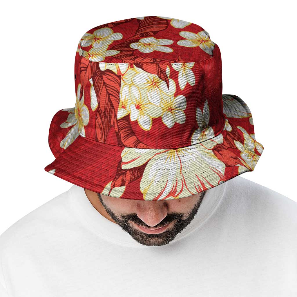 Hawaii Hibiscus Plumeria Red Bucket Hat Polynesian Pattern LT01 - Polynesian Pride