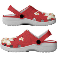 Hawaii Hibiscus Plumeria Red Clogs Shoes Polynesian Pattern LT01 - Polynesian Pride