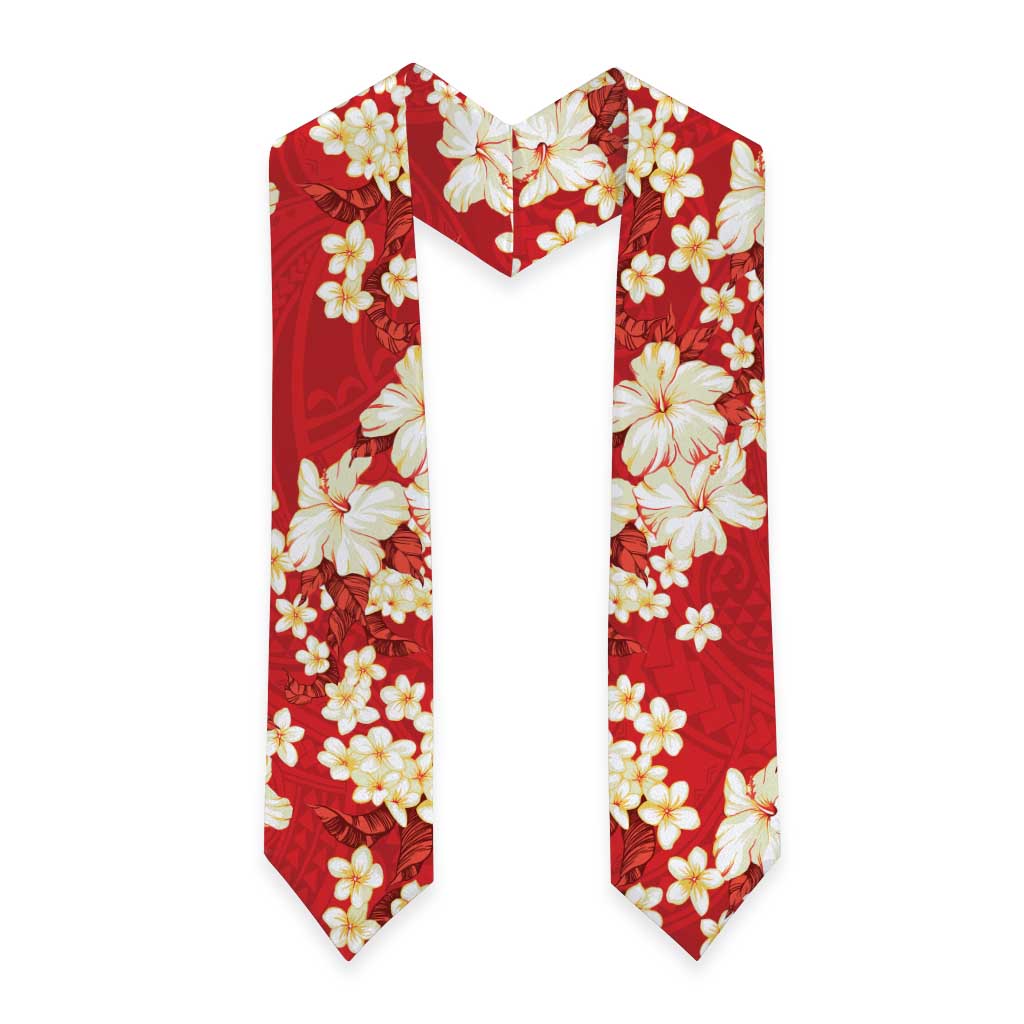 Hawaii Hibiscus Plumeria Red Graduation Stole Polynesian Pattern LT01 - Polynesian Pride