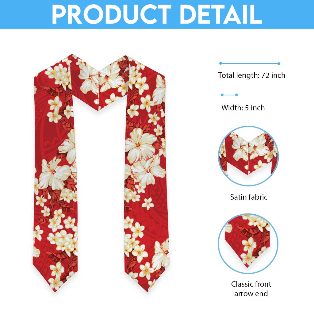 Hawaii Hibiscus Plumeria Red Graduation Stole Polynesian Pattern LT01 - Polynesian Pride