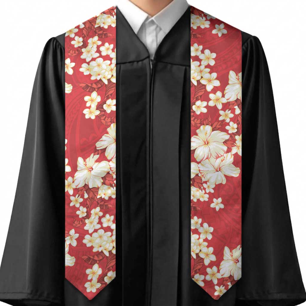 Hawaii Hibiscus Plumeria Red Graduation Stole Polynesian Pattern LT01 - Polynesian Pride