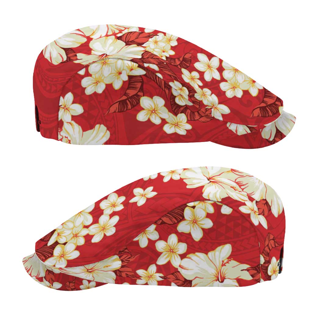 Hawaii Hibiscus Plumeria Red Jeff Hat Polynesian Pattern LT01 - Polynesian Pride