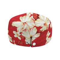 Hawaii Hibiscus Plumeria Red Jeff Hat Polynesian Pattern LT01 - Polynesian Pride