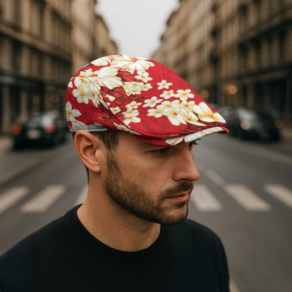 Hawaii Hibiscus Plumeria Red Jeff Hat Polynesian Pattern LT01 - Polynesian Pride