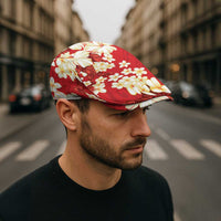 Hawaii Hibiscus Plumeria Red Jeff Hat Polynesian Pattern LT01 - Polynesian Pride