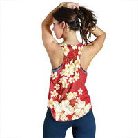 Hawaii Hibiscus Plumeria Red Women Racerback Tank Polynesian Pattern