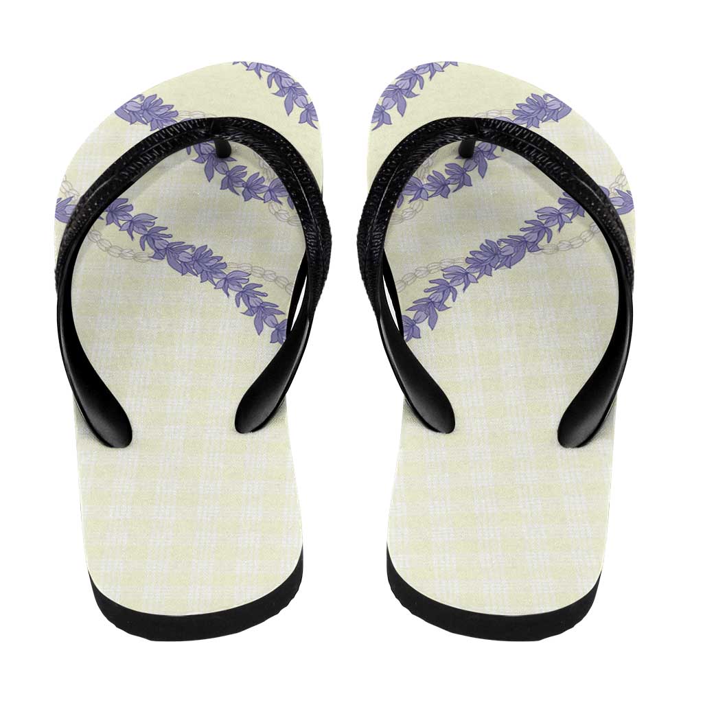 Hawaii Honohono Palaka Motifs Flip Flops Hawaiian Orchid Lei LT14 - Polynesian Pride