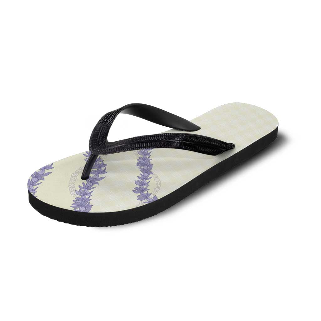 Hawaii Honohono Palaka Motifs Flip Flops Hawaiian Orchid Lei LT14 - Polynesian Pride