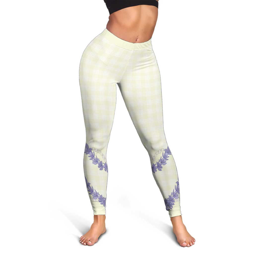 Hawaii Honohono Palaka Motifs Leggings Hawaiian Orchid Lei LT14 - Polynesian Pride