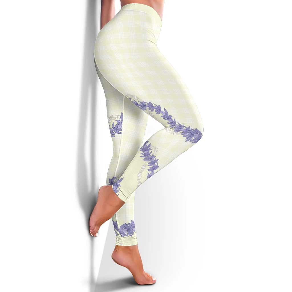 Hawaii Honohono Palaka Motifs Leggings Hawaiian Orchid Lei LT14 - Polynesian Pride