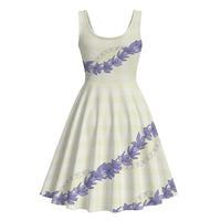 Hawaii Honohono Palaka Motifs Midi Dress Hawaiian Orchid Lei LT14 - Polynesian Pride