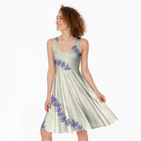Hawaii Honohono Palaka Motifs Midi Dress Hawaiian Orchid Lei LT14 - Polynesian Pride