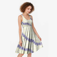 Hawaii Honohono Palaka Motifs Midi Dress Hawaiian Orchid Lei LT14 - Polynesian Pride