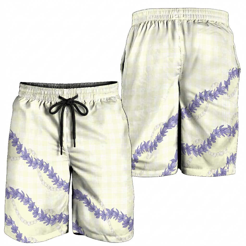 Hawaii Honohono Palaka Motifs Shorts for Men Hawaiian Orchid Lei LT14 - Polynesian Pride