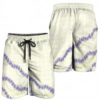 Hawaii Honohono Palaka Motifs Shorts for Men Hawaiian Orchid Lei LT14 - Polynesian Pride