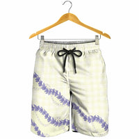 Hawaii Honohono Palaka Motifs Shorts for Men Hawaiian Orchid Lei LT14 - Polynesian Pride