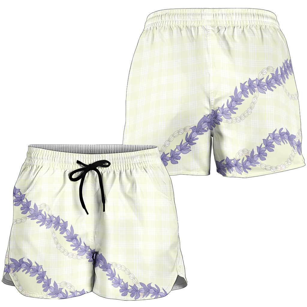 Hawaii Honohono Palaka Motifs Shorts for Women Hawaiian Orchid Lei LT14 - Polynesian Pride