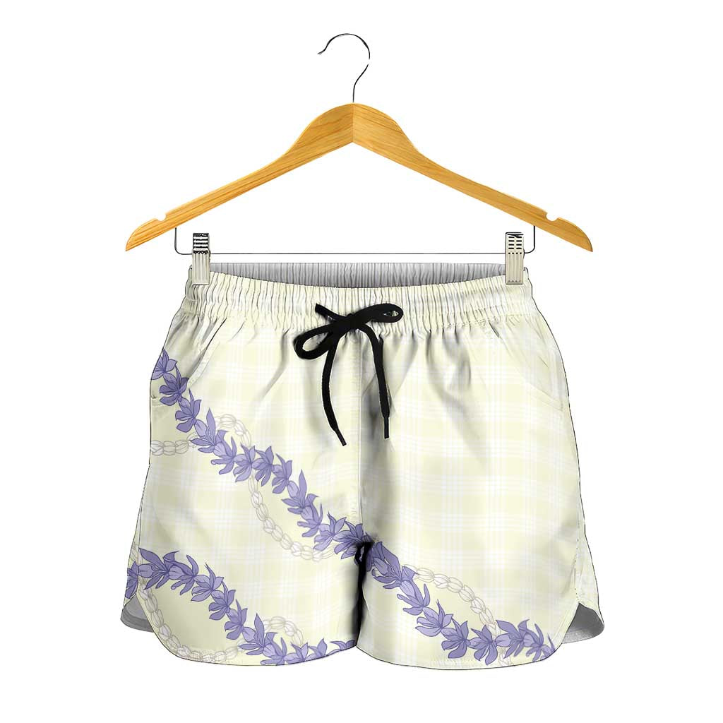 Hawaii Honohono Palaka Motifs Shorts for Women Hawaiian Orchid Lei LT14 - Polynesian Pride