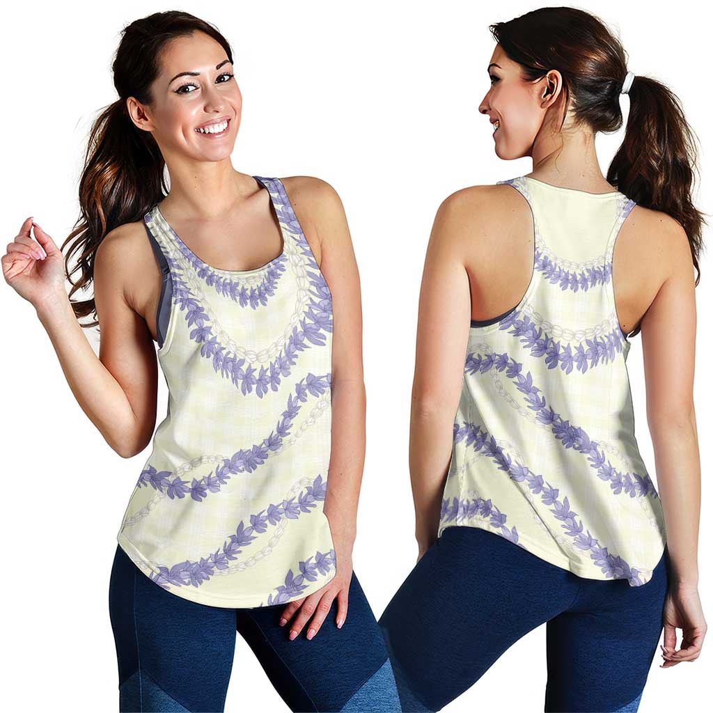 Hawaii Honohono Palaka Motifs Women Racerback Tank Hawaiian Orchid Lei LT14 - Polynesian Pride